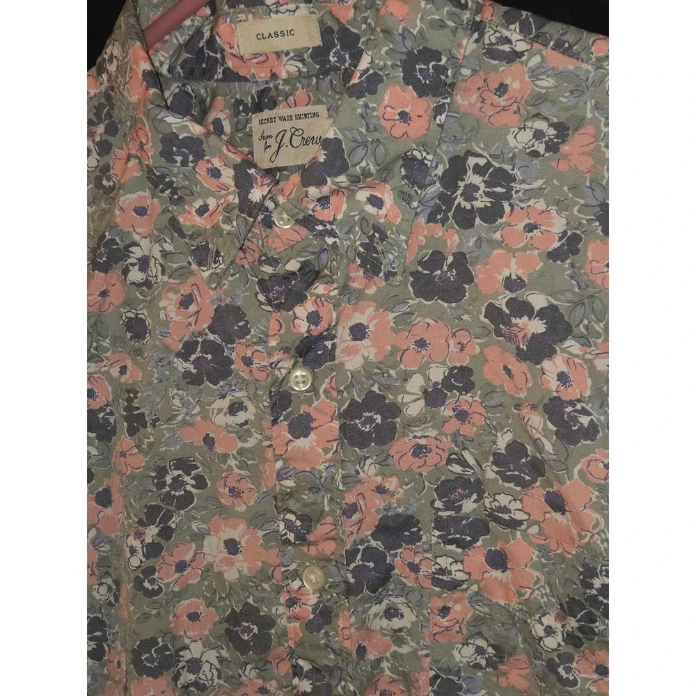 J.Crew Mens Floral Secret Wash Shirt Short Sleeve Button Down Casual‎